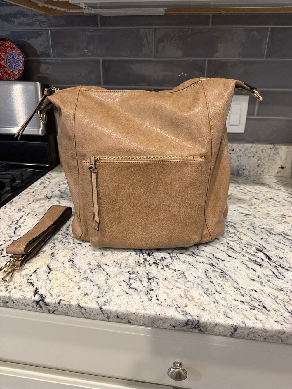 Tan Women’s backpack  - Classic Everyday Tote style.